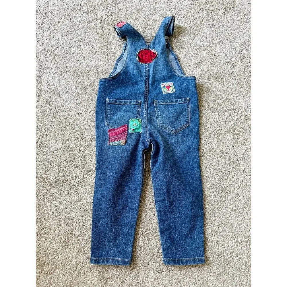 Oshkosh Upcycled Patchwork Frida Kahlo Denim Overalls Girls 24 Months